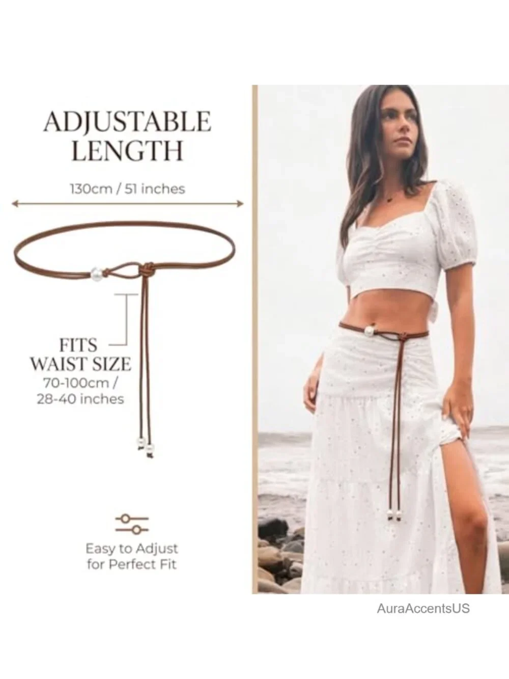 Women Skinny Knotted Belt Thin PU Leather